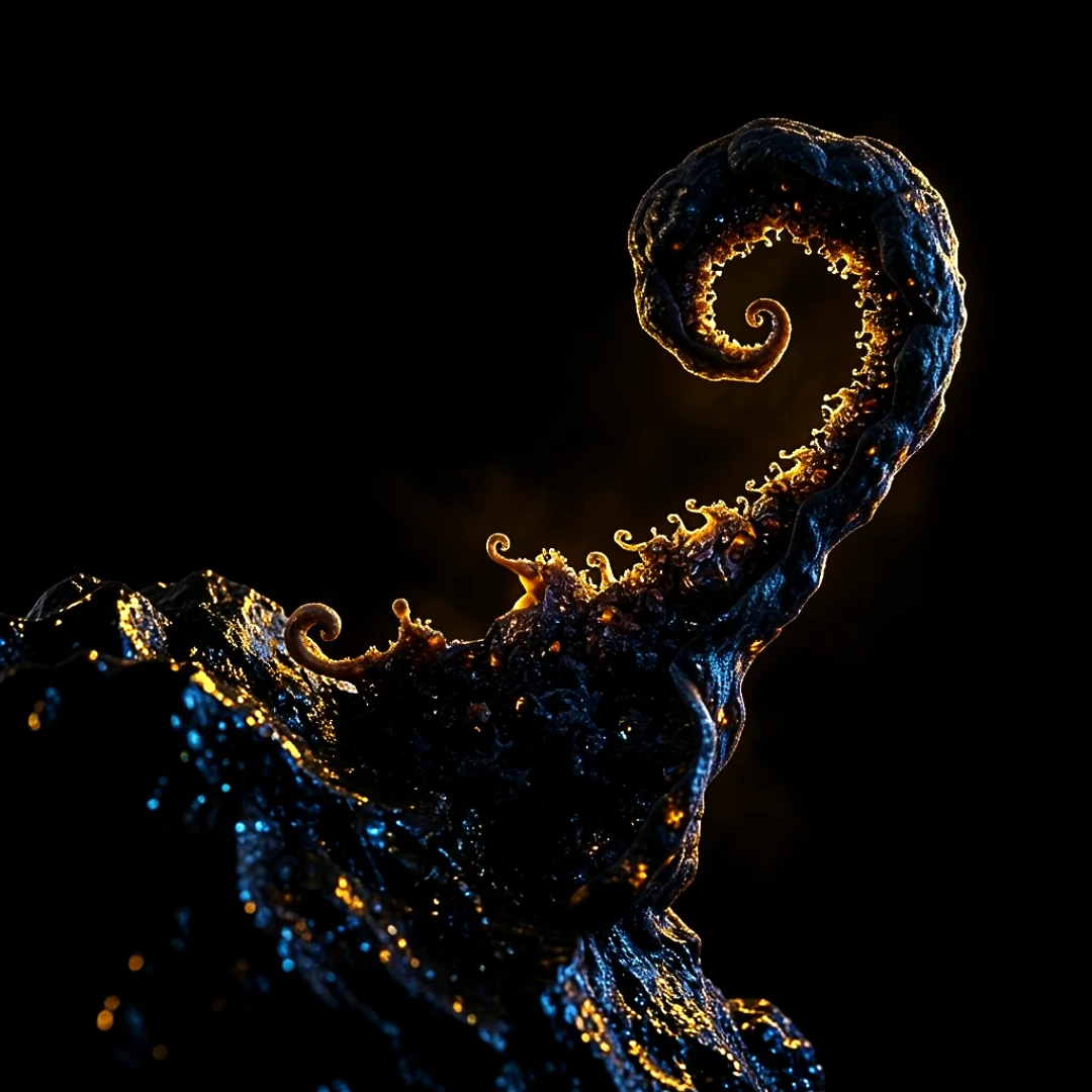 Forme de vie spiralée issue des recherches de Marc Boulay sur les espèces et biomes spéculatifs